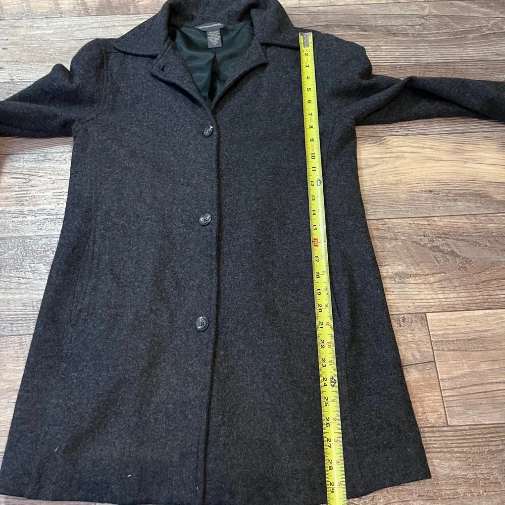Banana Republic Womens Charcoal Gray Wool Blend 3 Button Car Coat Jacket Small
